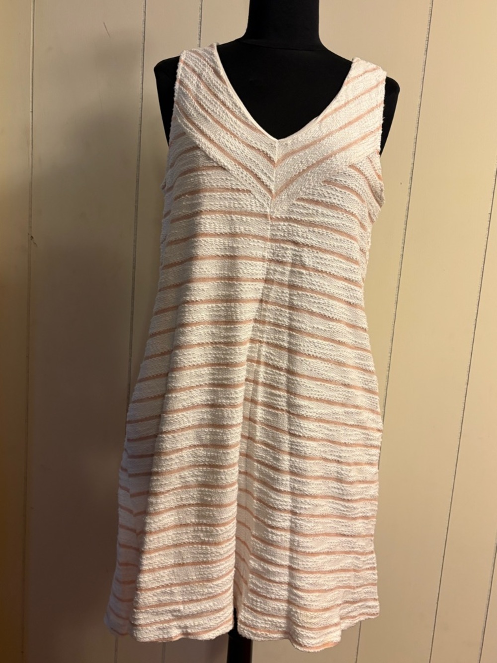 Casual V-Neck Terry Stripe Dress